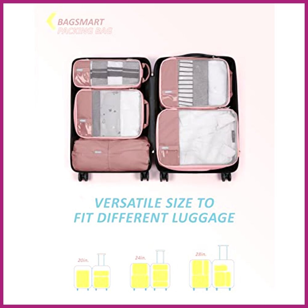 Polyester Compression Packing Cubes Set Of 6, Tra… - image 3